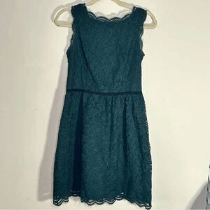 LOFT Green Lace Fit & Flare Dress Women’s 4 Holiday Christmas Party Wedding